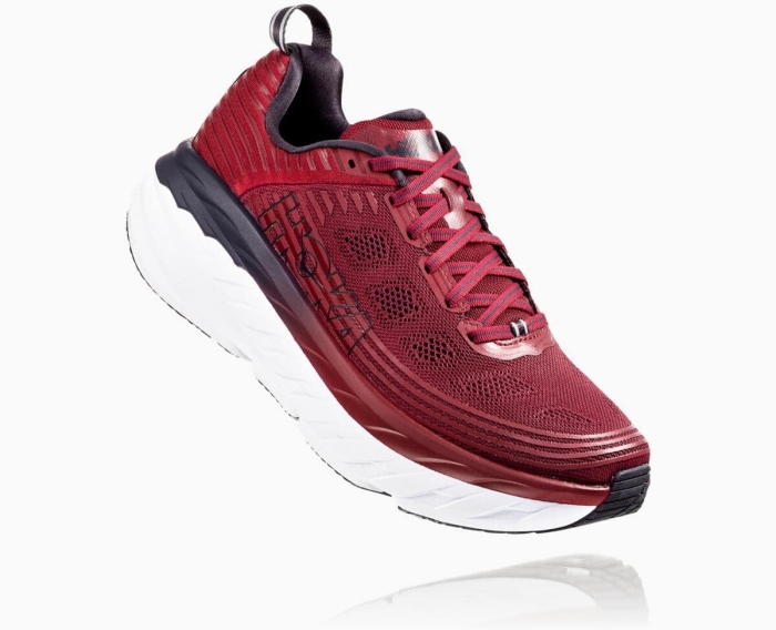 Hoka Treningssko Nettbutikk - HOKA ONE ONE Bondi 6 Wide Herre Rød [NO-92VLBT]